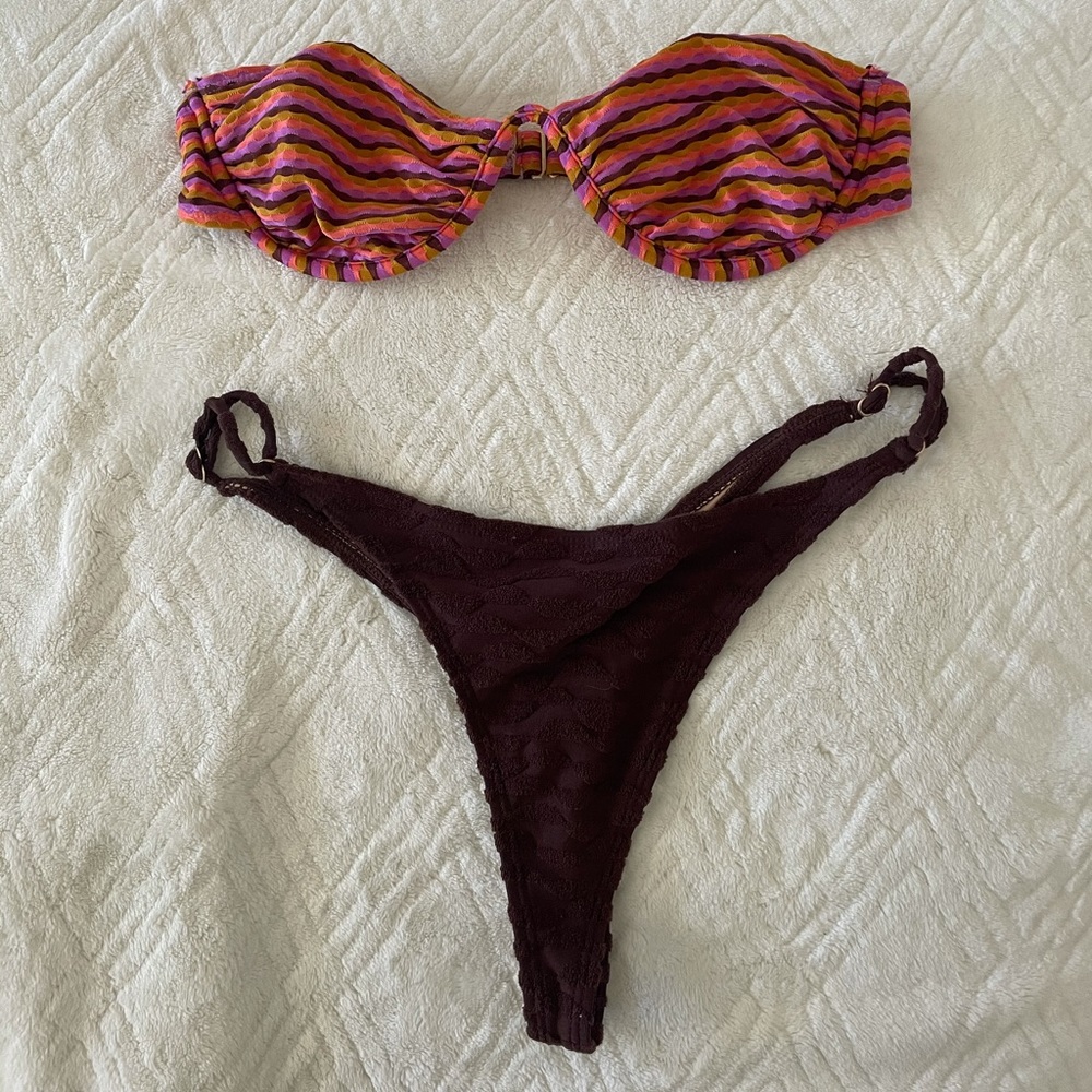 Cotton on brown striped bikini